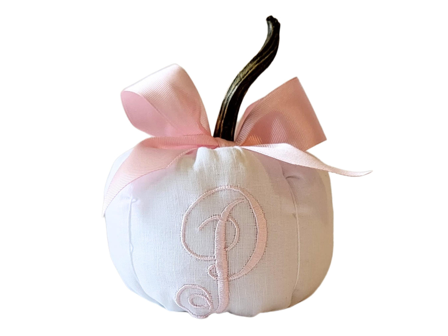 Blush Pink Cinderella Bow Pumpkin I White and Pink Personalized Pumpkin I Princess Monogrammed Pumpkin