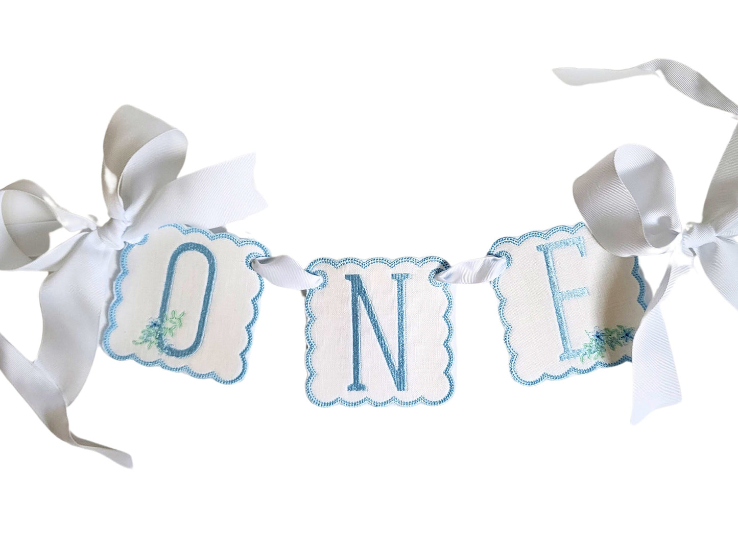 Southern Floral Highchair Banner I ONE banner I Classic Blue Party Banner I Blue White Birthday Banner I Blue Floral Bunting I Classic Baby