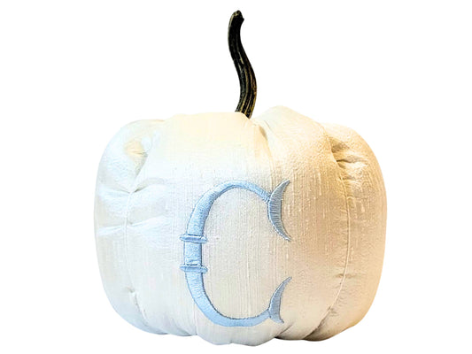 Silk Dupioni Fishtail Monogram Pumpkin I White and Pink Personalized Pumpkin I White and Blue Personalized Pumpkin I Fall Baby Gift