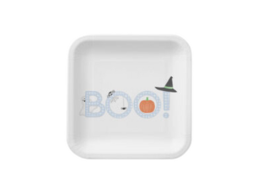 Blue BOO 7" Plates, Set of 4