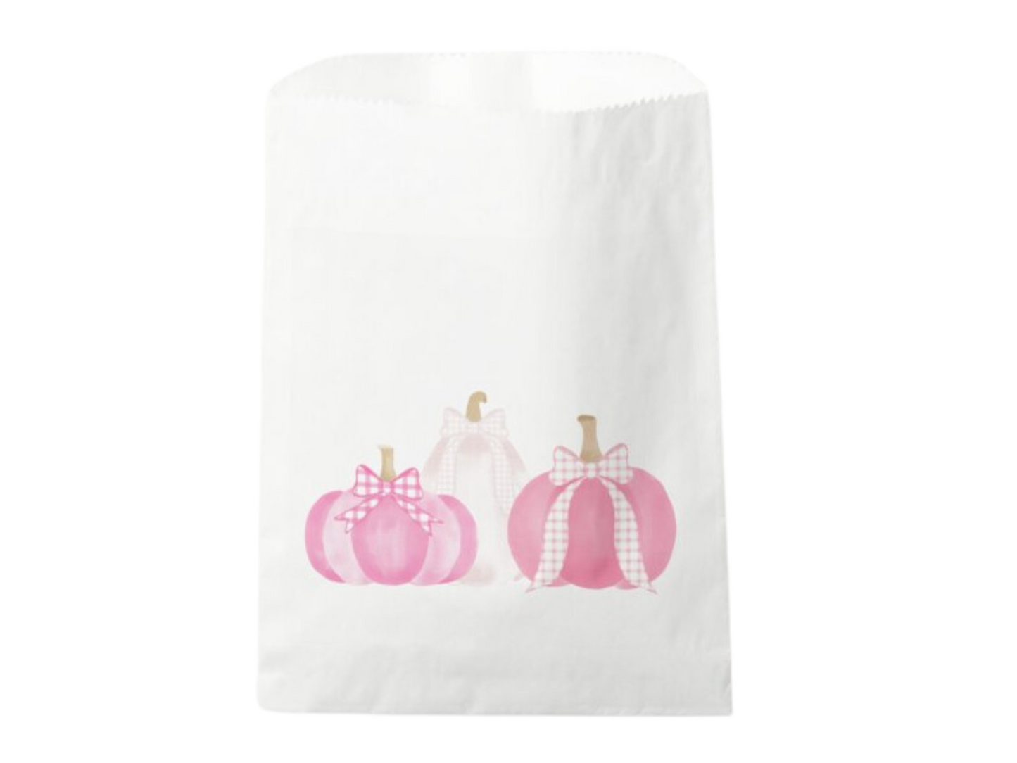Pink Bow Pumpkin Treat Bags, Set of 12