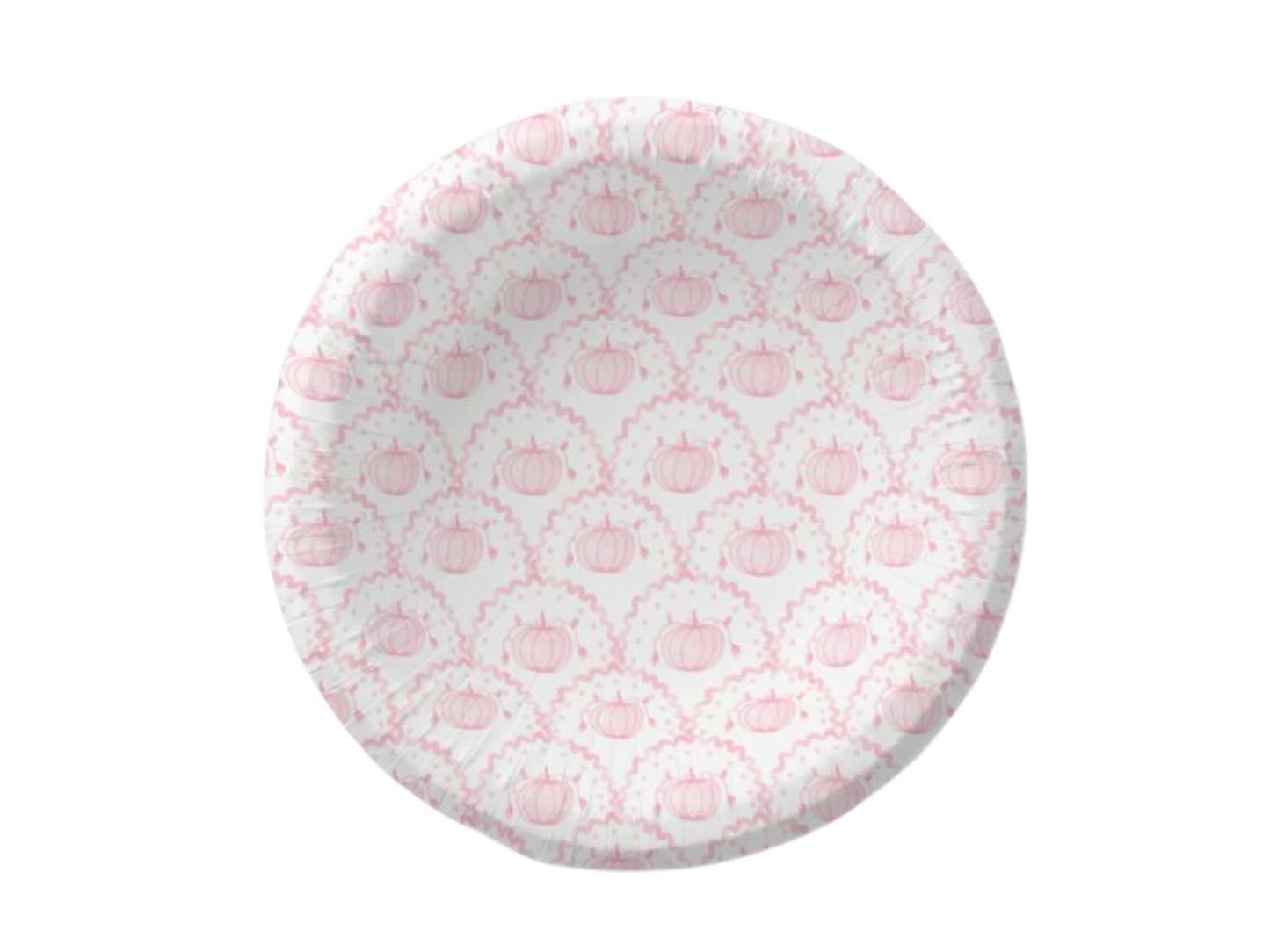 Pink Scalloped Pumpkin Party Plates, Set of 4