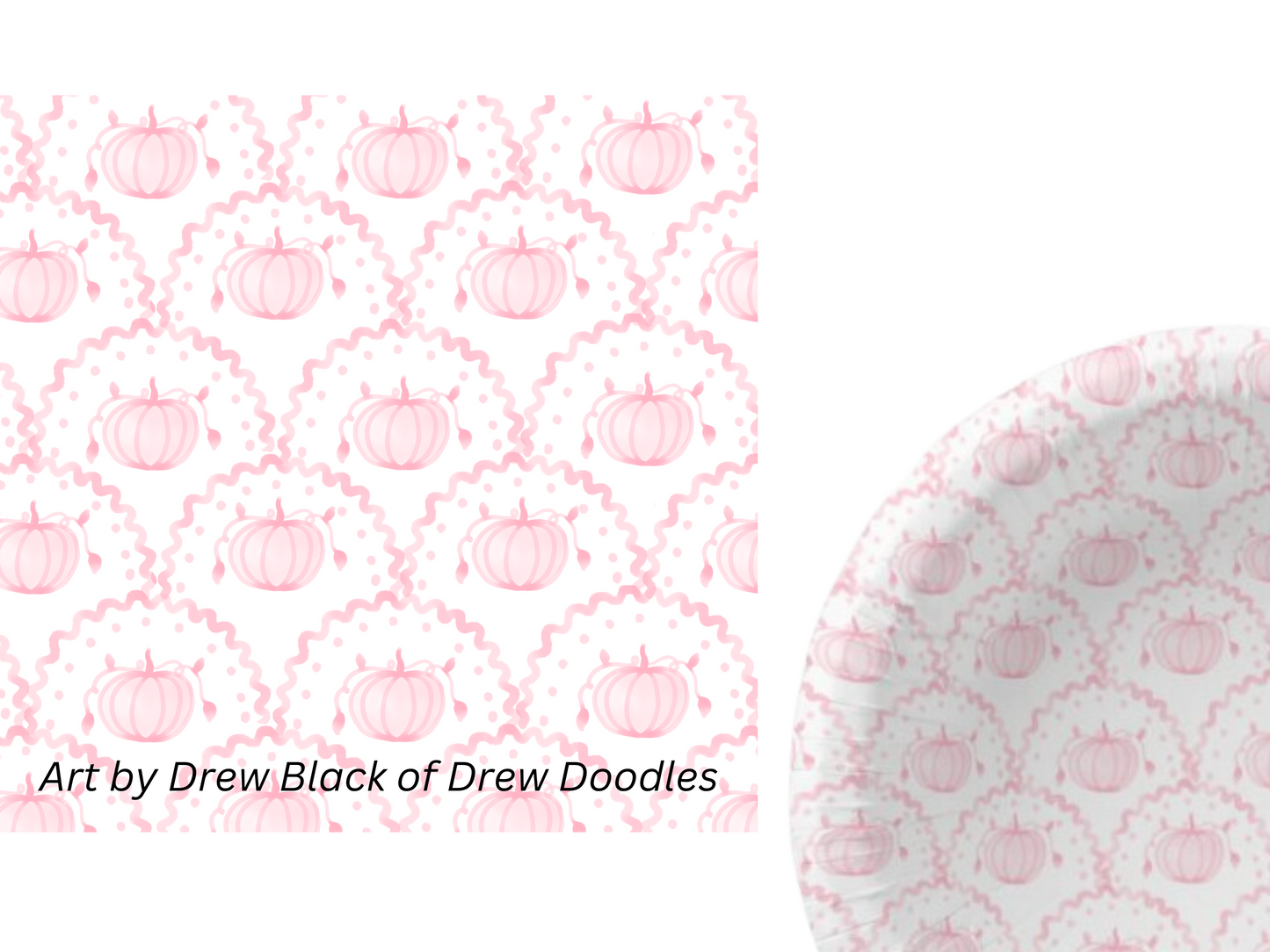 Pink Scalloped Pumpkin Party Plates, Set of 4