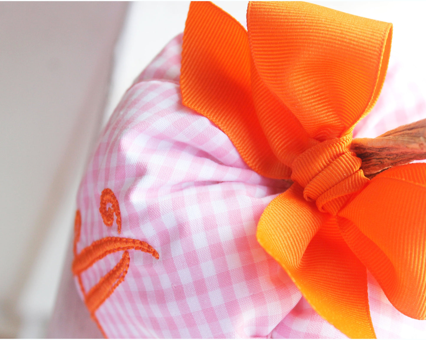 Preppy Gingham Bow Pumpkin, Pink and Orange Pumpkin, Pink Pumpkin, Monogrammed Pumpkin, Fall Decor, Pumpkin Party, Baby Girl Gift