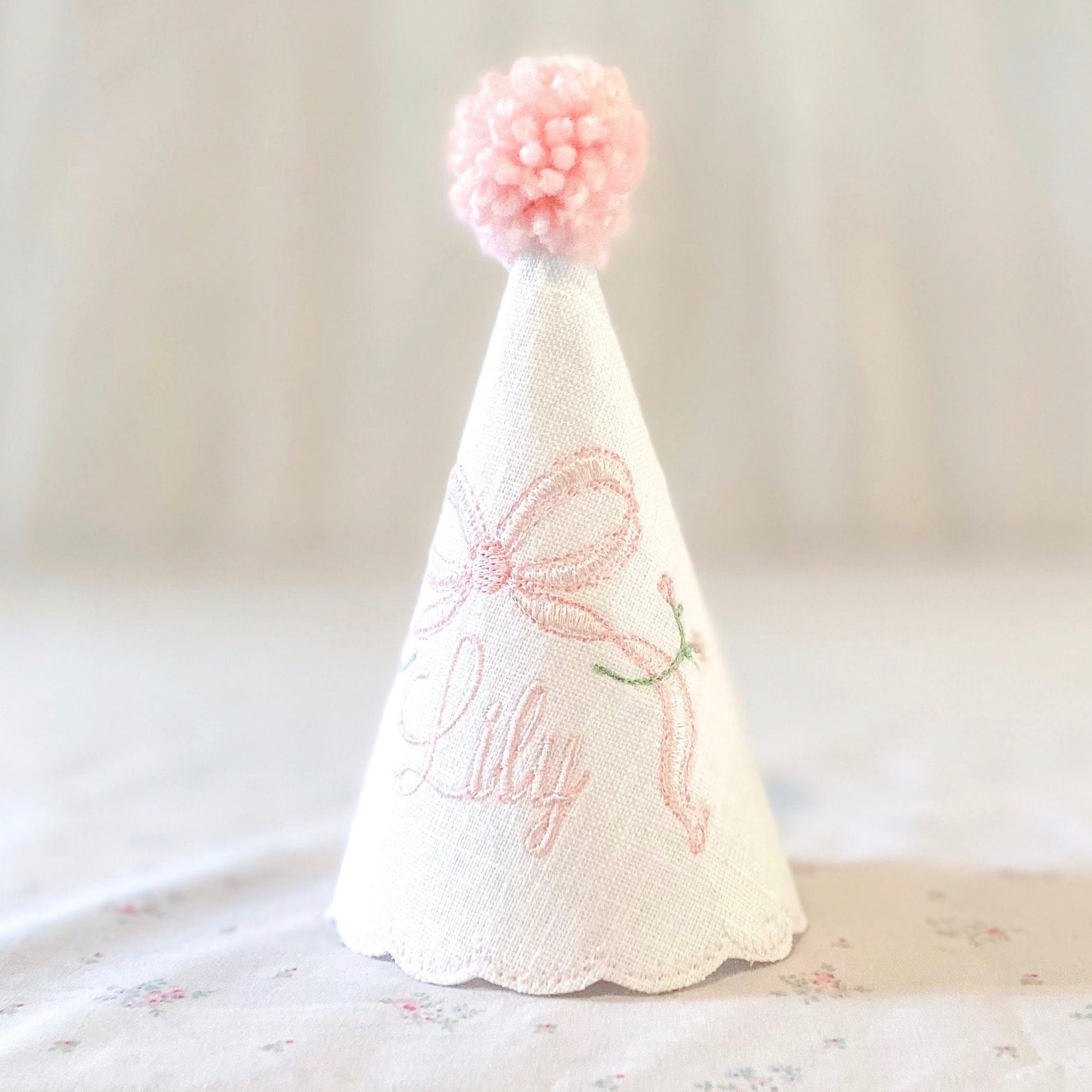 Heirloom Bows and Blooms Keepsake Party Hat I Floral Birthday Party Hat I Rose Party Hat I Cake Smash Hat I Baby's 1st Birthday Party Hat