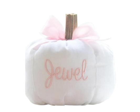 Cinderella Personalized Bow Pumpkin I Monogrammed Princess White with Pink or Blue Pumpkin I Fall Baby Pumpkin I Fall Decor Pumpkin