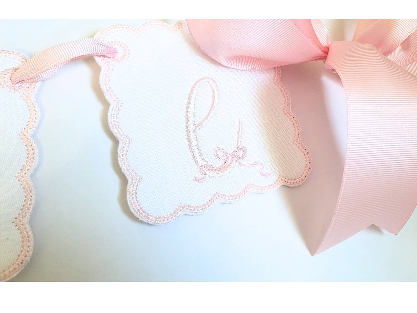 Heirloom Bow Highchair Banner I ONE banner I Blush Pink One Party Banner I Pink White Bow Birthday Banner
