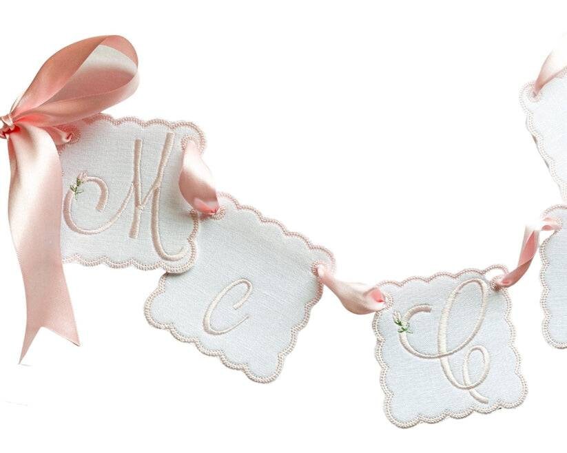 Heirloom Blooms Rosebud Personalized Banner | Custom Floral Name Banner | Nursery Banner | Kids Room Personalized Bunting | Name Garland