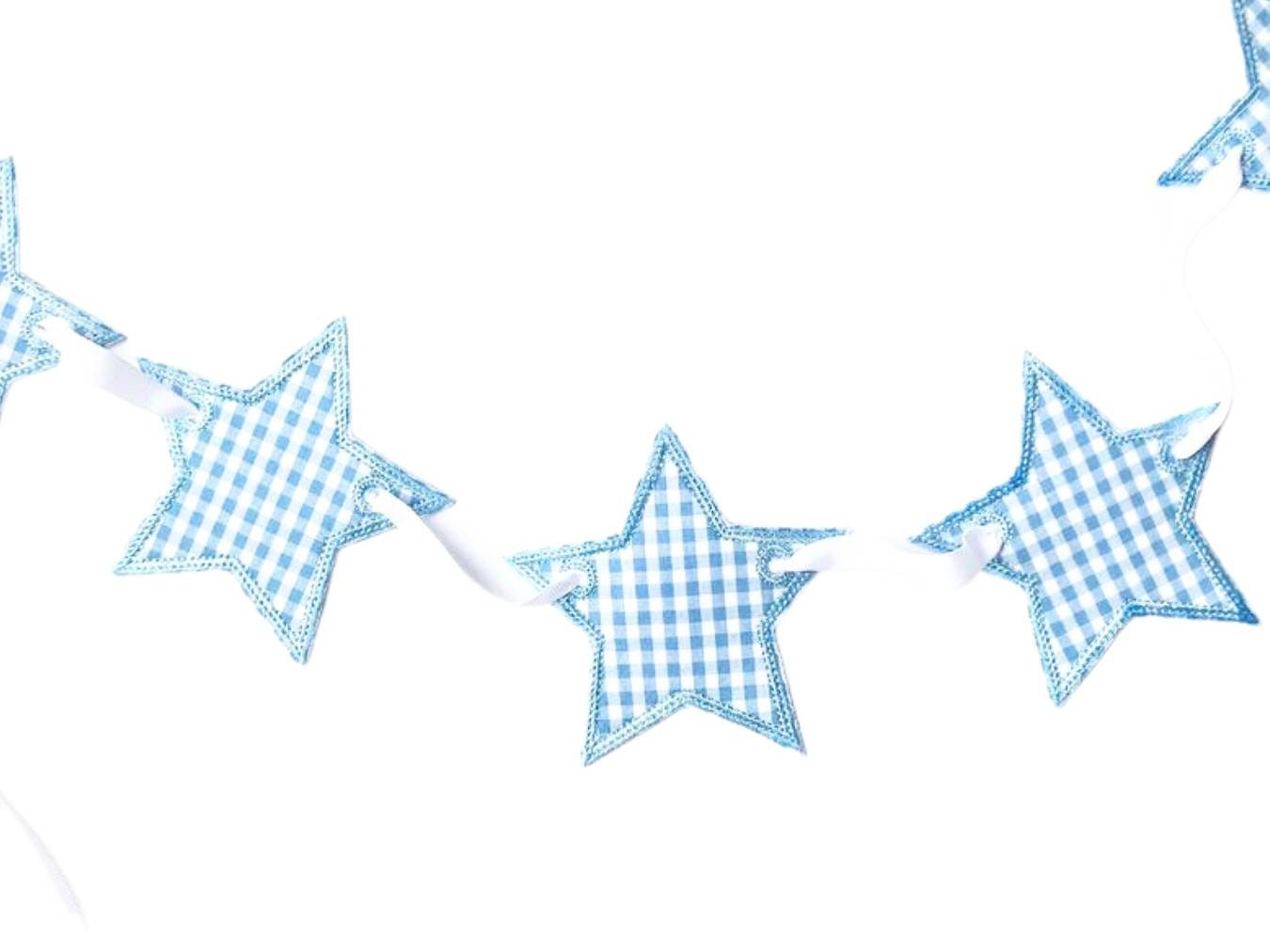 Blue Gingham Star Bunting I Birthday Party Decor I Star Garland I Nursery Decor I Kids Room Wall Decor I Red White Blue |  4th of July Party